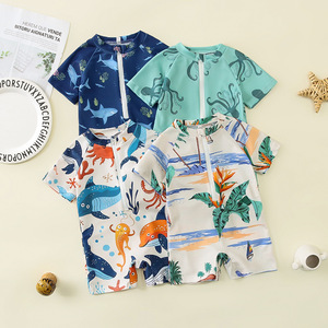 <span class=keywords><strong>Maillot</strong></span> <span class=keywords><strong>de</strong></span> <span class=keywords><strong>bain</strong></span> une pièce pour enfants, design demi-fermeture, manches courtes, en polyester, pour bébés <span class=keywords><strong>de</strong></span> 1 à 3 ans - Product Image 1