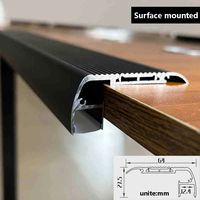Profilé LED antidérapant en aluminium pour escalier, étanche, avec bande lumineuse rigide rétroéclairée pour marches et plinthes d'escalier