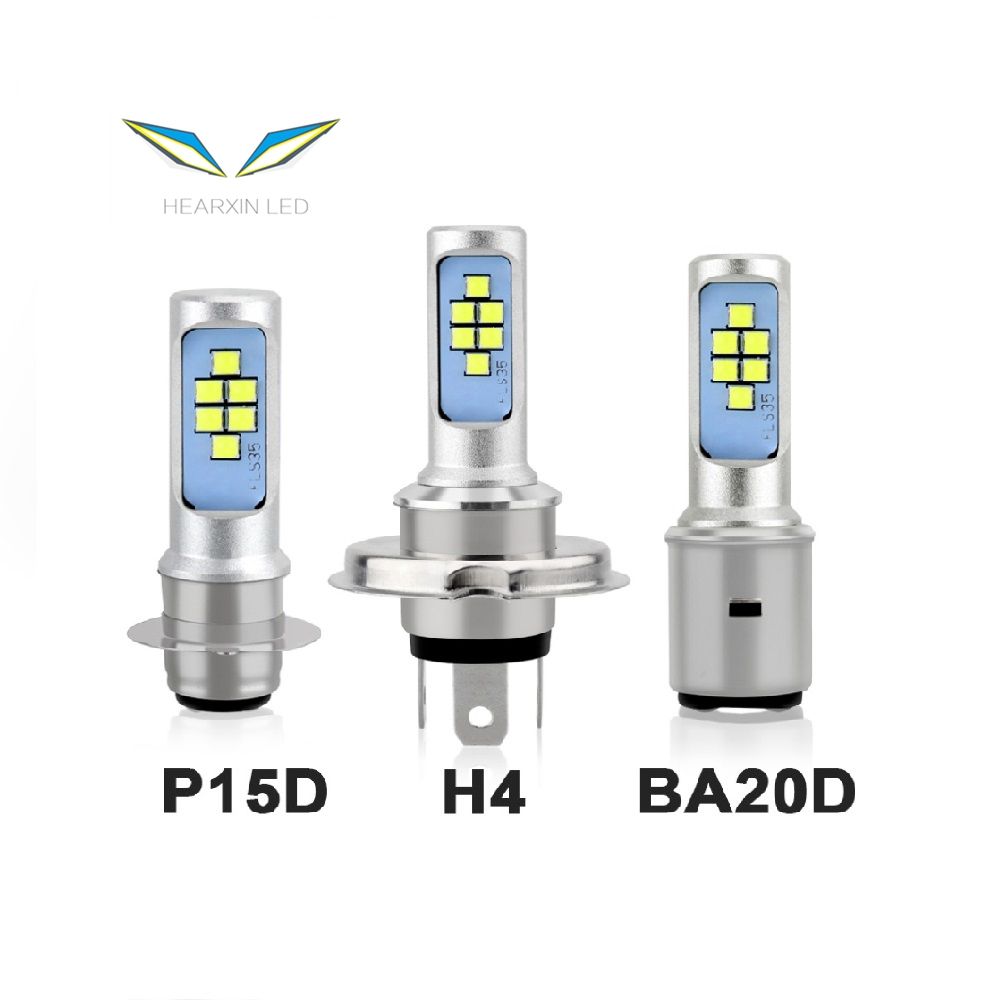 2Pcs Blanc Ba20D Led Ampoules Cob 18W H616 High-Low Faisceau De Moto