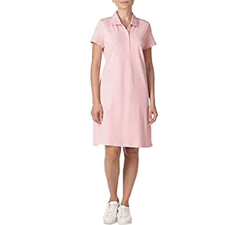 Women's classic basic simple short sleeve cotton polo dress summer casual and comfortable dress