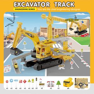 Ensemble de jeu pour enfants : Excavatrice, grue d'ingénierie, train de marchandises, circuit de course avec voitures - Product Image 6