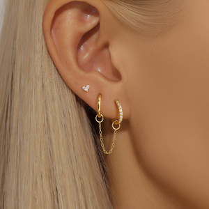 925 New Designs Fashion Jewelry Trending 18k Star Geometric Zircon Tassel <b>Hoop</b> <b>Earrings</b> <b>for</b> <b>Women</b> - Product Image 4
