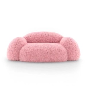 Sofá de peluche rosa con forma de oso muñeco de nieve, sillón puf nórdico minimalista moderno para salón o tienda - Product Image 5