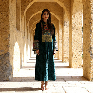 Vestido Largo de Noche Elegante con Pedrería de Primera Calidad, Abaya de Poliéster para Mujeres Musulmanas, Ropa de Fiesta - Product Image 1