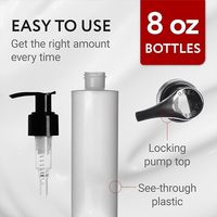 Bouteilles de pompe à pression en HDPE de qualité alimentaire rechargeables de 250 ml, moulées par injection, compatibles lave-vaisselle, sans BPA, opaque, pour lotion et massage
