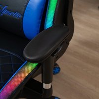 Nouvelle chaise de jeu ergonomique à dossier haut Silla Gaming avec LED RGB, chaise de jeu pour ordinateur avec massage, bleue