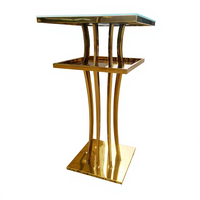 Table de bar compacte moderne et populaire pour événements de mariage et banquets, avec structure en acier inoxydable et plateau en verre, taille personnalisable