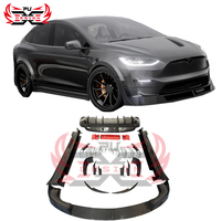 Jupes latérales à lèvre avant en Fiber de carbone de qualité supérieure diffuseur arrière Spoiler aile Canards Kit de carrosserie de Style RZ pour Tesla modèle X 2023