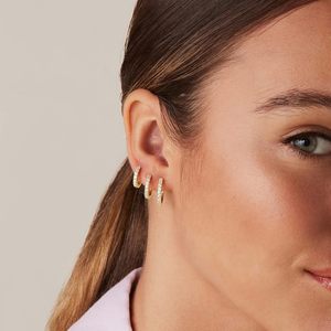 PAVOI Boucles d'oreilles créoles en tungstène doré pour femme, plaqué or 14 carats, tiges en argent sterling 925, lot de 3 paires de boucles d'oreilles créoles - Product Image 2