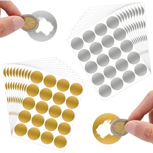 Autocollants ronds de 1 pouce dorés et argentés, autocollants à gratter auto-adhésifs avec revêtement métallique pour cartes DIY et prix de fête - Product Image 1