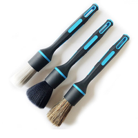 Lot de 3 brosses de nettoyage pour perceuse, en poils de sanglier, pour le detailing automobile, les aérateurs intérieurs et les jantes de roues, compatible avec les nettoyeurs électriques