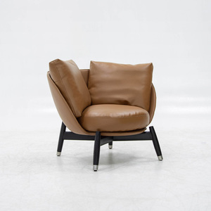 Chaise longue minimaliste moderne en cuir et tissu, fauteuil relaxant, confortable pour le salon et la chambre à coucher - Product Image 1