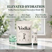 Poudre d'hydratation électrolytique OLLI saveur vodka, sans alcool, 0 sucre, 0 glucides, 5 calories, 30 sachets de 150g, compatible Keto
