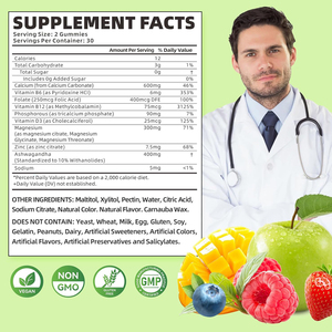 Gomitas Musculares de Alta Potencia para Adultos y Adolescentes, Refuerzo Inmunológico con Magnesio, Calcio, Vitamina y Zinc, No Apto para Mujeres Embarazadas - Product Image 3