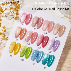 Perle de verre Design brillant vernis à ongles gel 10 Styles Magnétique Cat Eye <span class=keywords><strong>Aurora</strong></span> Effect Series 12 Kit de vernis à ongles gel couleur - Product Image 4