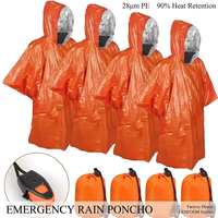 Poncho de survie thermique d'urgence professionnel portable en film PE et aluminium, imperméable et respirant, avec sac de transport pour l'escalade et les excursions