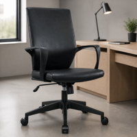 Chaise de bureau en cuir PU pour la maison/le bureau (avec dossier) - Dotée d'un siège rembourré, d'accoudoirs et d'une base pivotante avec roulettes