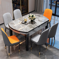 Ensemble de table et chaises de salle à manger en chêne moderne de luxe, 4 à 8 places, extensible, design marbre, pour salle à manger ou parc, mobilier complet