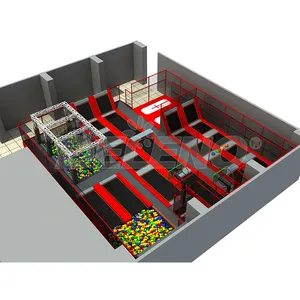 2024 nuevo parque de trampolines con muchos juegos como curso Ninja y parque infantil interior