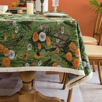 Nouvelle nappe de table jacquard de style américain, faite à la main, anti-poussière, de luxe léger, style peinture à l'huile rétro - Livraison directe disponible