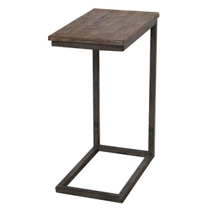 <span class=keywords><strong>Luckywind</strong></span>-mesa lateral de aperitivos de <span class=keywords><strong>Metal</strong></span>, Industrial, Vintage, de madera, con extremo en forma de C, para sofá y cama - Product Image 1