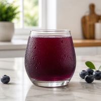 Verre à vin sans pied 320 ml, forme tulipe, corps bombé arrondi, base épaisse et plate, pour smoothies et jus de fruits, idéal pour la maison et le bar