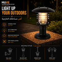 Lampadaire extérieur moderne avec abat-jour en dôme superposé et cylindre en verre transparent