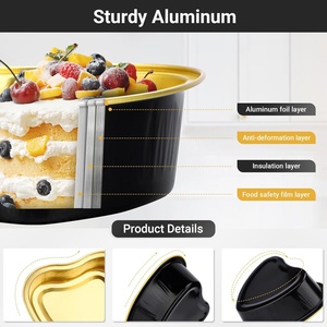 Gobelets de cuisson en PP et aluminium de 255 ml/200 ml avec couvercles, en forme de cœur, recyclables, de qualité alimentaire, pour collations, desserts, flans, cupcakes et tartes - Product Image 3