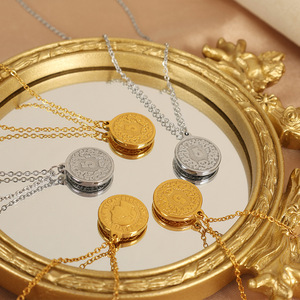 Collar de Monedas Vintage, Colgante de Aleación de Zinc Dorado y Plateado, Diseño Número 5, Joyería de Moda Estilo Europeo Americano, Regalo - Product Image 3