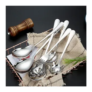 Low price customized logo Buffet Serving Utensils Stainless Steel 6 Piece Set Salad Spoon Fork Kitchen Pasta Pastry Tools