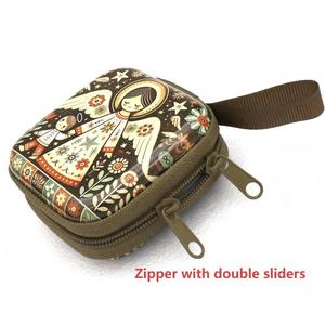 Quadratische Rosenkranz hülle Schmucks cha tulle mit doppeltem Reiß verschluss Münz tasche Beten Jesus Mary Grau Grün 7 X7cm Rosenkranz Taschen boxen für Rosenkränze - Product Image 5