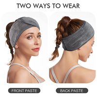 Bandeau Cheveux Visage Doux Réglable Velcro en Tissu Éponge Extensible pour Maquillage, Douche, Soin Beauté et Spa