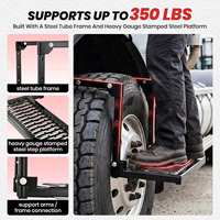 Marchepied pliable monté sur roue, capacité de charge 350 LBS, réglable, antidérapant, pour accès au toit des SUV et camions