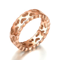 Bague Vintage en Or Rose 18 carats pour Femme, Motif Cœur Creux Gravé, Tendance, pour Couple, Mariage, Fête, Vente en Gros