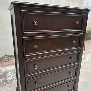 American Style Solid Wood Five Drawer <b>Chest</b> Black Walnut Color Bedroom <b>Storage</b> Cabinet Dresser - Product Image 3