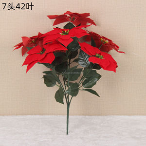 S02596, venta al por mayor, artesanía, poinsettia artificial, flor de Navidad falsa, FIORI Natale, poinsettia de terciopelo artificial para Decoración - Product Image 6