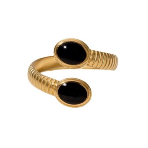Anello da Donna Trendy in Stile Europeo e Americano, Gioiello in Acciaio Inossidabile Placcato Oro, Fascia Apribile di Alta Qualità ALN26032221 - Product Image 5