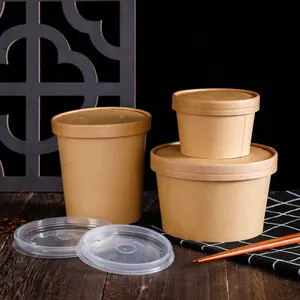 Vòng Đen Lấy Đi Giấy Không Thấm Nước Thực Phẩm Dùng Một Lần Takeaway Xô Hot Soup Cup Bowl Container