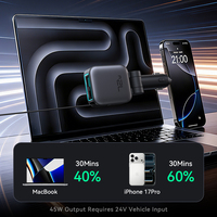 Chargeur de voiture USB mini 72W, type C rétractable, PD 45W, charge rapide, adaptateur de prise de voiture pour téléphone, LED pour iPhone Samsung QC3.0