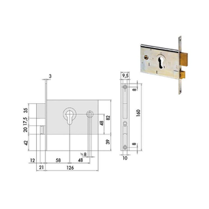 SERRURE À CYLINDRE EUROPÉENNE POUR LE PLIAGE DE L'ART. 44120 CISA E58 - Frontal mm 16 - Product Image 3