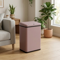 Poubelle intelligente automatique détachable de 50 L de couleur rose avec capteur intelligent, écran tactile, pour intérieur, bureau, cuisine