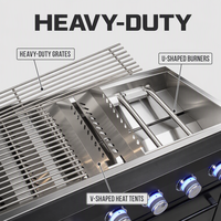 Ensemble de cuisine BBQ extérieur moderne et luxueux de qualité supérieure, en acier inoxydable 304, barbecue à gaz 6 brûleurs avec allumage électronique, certifié CE