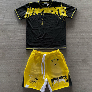 Fabricant de vêtements personnalisé Survêtement d'été 2 deux pièces Costume de survêtement pour <span class=keywords><strong>homme</strong></span> <span class=keywords><strong>Streetwear</strong></span> Ensemble short et t-shirt délavés à l'acide pour <span class=keywords><strong>homme</strong></span> - Product Image 3