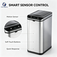 Poubelle intelligente à induction 20L avec capteur intérieur/extérieur, couvercle en PP, acier inoxydable pour bureau/maison