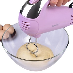 Suncity Handheld Electric Egg Beater 300W 5-Speed Pink Baking Mixer With Wire Whip And Dough Hook - Product Image 4