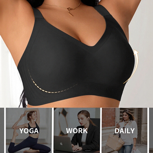 Soutien-gorge de sport sexy sans armatures pour femmes grandes tailles, respirant, sans coutures, bretelles réglables, dos en U, push-up, bonnet complet, anti-affaissement, amovible - Product Image 4