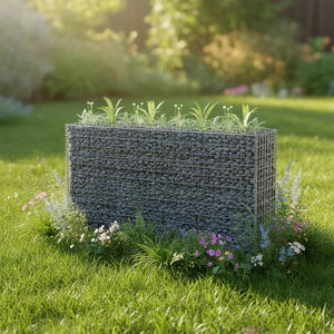 Jardinière surélevée en gabion 70,9x11,8x35,4 pouces en acier galvanisé, pots de fleurs, jardinières de jardin, style rustique - Product Image 2