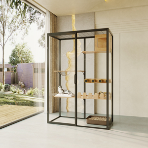 Luxe Mode Chat Villa Cage <span class=keywords><strong>Bois</strong></span> et Métal <span class=keywords><strong>Maison</strong></span> pour Animaux de Compagnie avec Motif Imprimé <span class=keywords><strong>Prix</strong></span> Usine pour Salon pour Lapins - Product Image 4