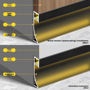 Plinthe en alliage d'aluminium incrustée, 2 cm/4 cm, avec placage bois encastré, <span class=keywords><strong>lambris</strong></span> dissimulé, finition d'angle cachée, style américain - Product Image 3