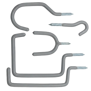 Ensemble de 6 crochets à visser en fer, crochets de rangement muraux pour garage, organisateur gris industriel durable, OEM - Product Image 1